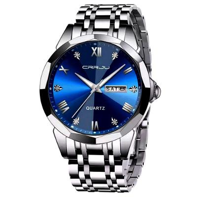 Relógio Analógico Masculino De Quartzo Impermeável Em Aço Inoxidável Classico Azul