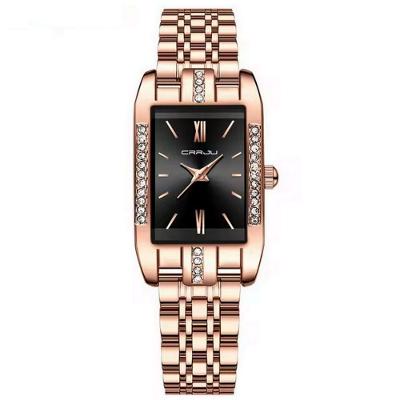 Relógio De Quartzo Feminino Design Quadrado Bracelete De Aço Inoxidável Impermeavel 3atm Preto