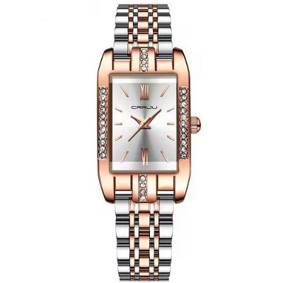 Relógio De Quartzo Feminino Design Quadrado Bracelete De Aço Inoxidável Impermeavel 3atm Prata