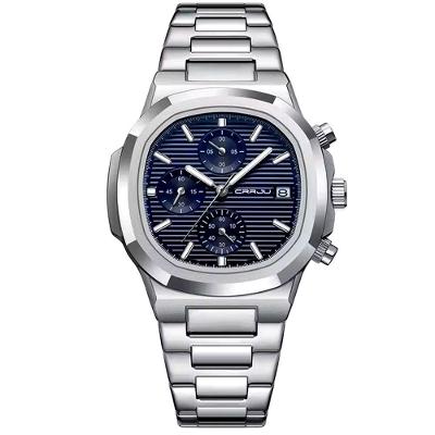 Relógio De Pulso Masculino Analógico Com Pulseira De Aço Inoxidável Impermeável 3atm Azul