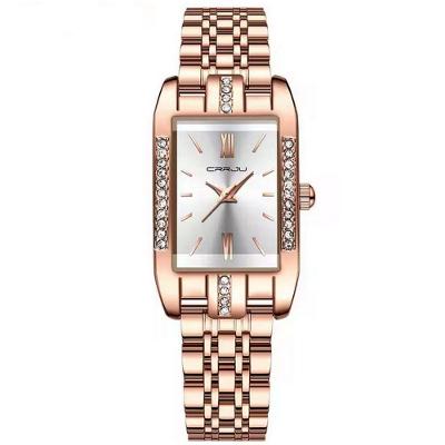 Relógio De Quartzo Feminino Design Quadrado Bracelete De Aço Inoxidável Impermeavel 3atm Branco