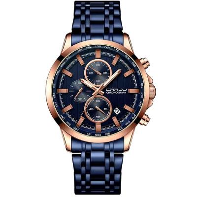 Relógio Analogico Masculino Impermeável De Quartzo Luminoso Esportivo Azul Dourado