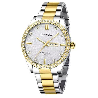Relógio Masculino Analógico Impermeável Em Aço Inoxidável Data Automática Branco Dourado