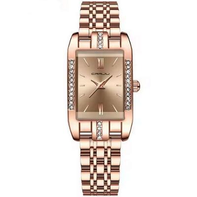 Relógio De Quartzo Feminino Design Quadrado Bracelete De Aço Inoxidável Impermeavel 3atm Dourado