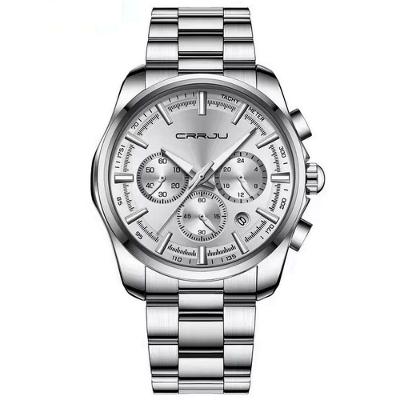 Relógio Masculino De Pulso Quartzo Multifunção Esportivo Em Aço Inoxidável Impermeavel Branco