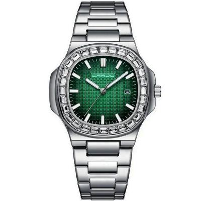 Relogio Masculino Casual Quadrado Em Aço Inoxidável Impermeavel 3atm Verde