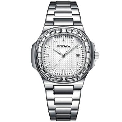 Relogio Masculino Casual Quadrado Em Aço Inoxidável Impermeavel 3atm Branco