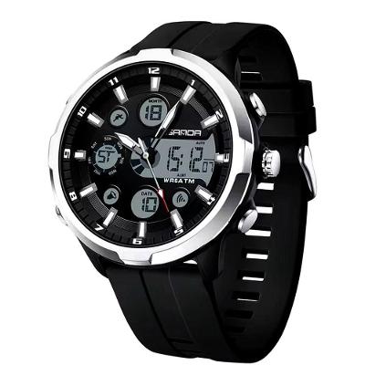 Relógio Digital Masculino Estilo Esportivo Duplo Display á Prova D'água Prata