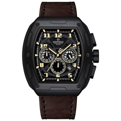Relógio De Pulso De Quartzo Tonneau Desgin Esportivo Luminoso Impermeavel Marrom Escuro