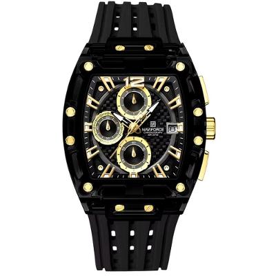 Relógio De Pulso De Silicone Tonneau Relógio Esportivo Impermeavel 3atm Preto Dourado