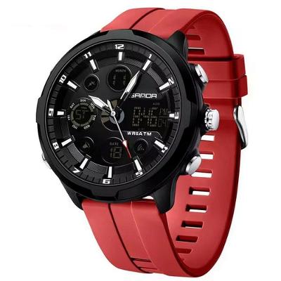 Relógio Digital Masculino Estilo Esportivo Duplo Display á Prova D'água Vermelho