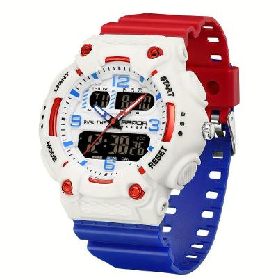Relógio Esportivo De Moda Masculino Sanda - à Prova D'água Branco Vermelho