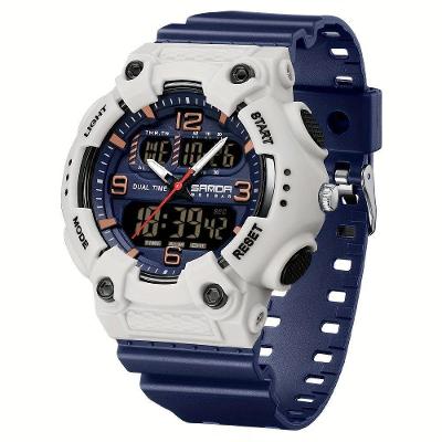 Relógio Esportivo De Moda Masculino Sanda - à Prova D'água Branco Azul