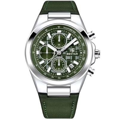 Relógio De Quartzo Masculino Design Esportivo Com Cronógrafo Impermeavel 3atm Verde