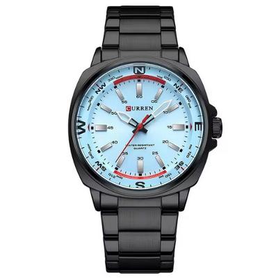 Relógio De Quartzo Masculino Display Analógico, Pulseira De Aço Inoxidável Impermeavel Preto Azul