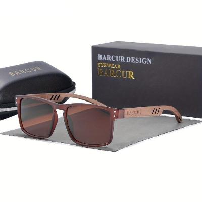 Óculos Em Design De Madeira Natural Com Lentes Degradê Chá Chá
