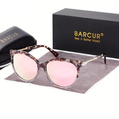 Óculos De Moda Barcur Polarizados Estilo Olho De Gato , Lentes Gradientes Rosa Leopardo