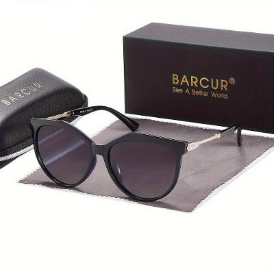 Óculos De Moda Barcur Polarizados Estilo Olho De Gato , Lentes Gradientes Gradiente Preto