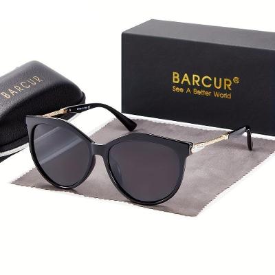Óculos De Moda Barcur Polarizados Estilo Olho De Gato , Lentes Gradientes Preto Cinza