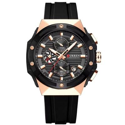 Relógio De Pulso Em Silicone Clássico Casual Ponteiros Luminoso Mostrador Cronógrafo Preto