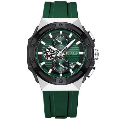 Relógio De Pulso Em Silicone Clássico Casual Ponteiros Luminoso Mostrador Cronógrafo Verde