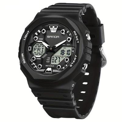 Relógio Masculino Esportivo Multifuncional Com Mostrador Grande Sanda Preto`branco