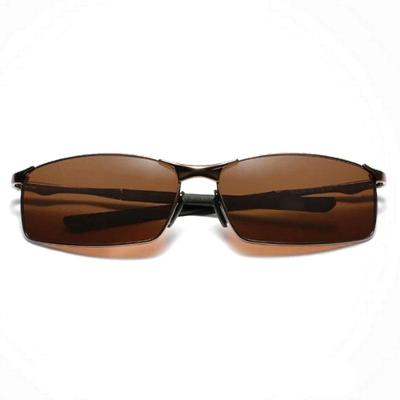 Óculos De Sol Retangular Masculino Com Proteção Uv400 Polarizados Marrom