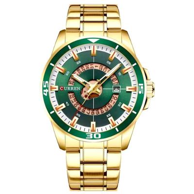 Relógio De Pulso Masculino Esportivo De Quartzo à Prova D'água Em Aço Inoxidável Dourado