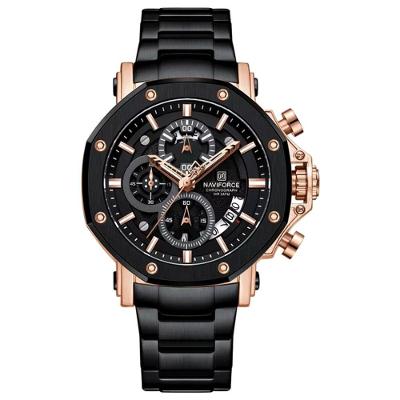 Relógio De Quartzo De Aço Inoxidável Masculino Impermeável Luminoso Esportivo Preto Dourado