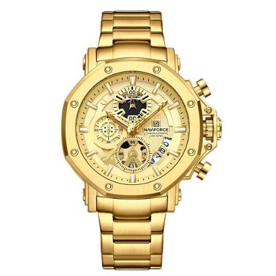 Relógio De Quartzo De Aço Inoxidável Masculino Impermeável Luminoso Esportivo Dourado