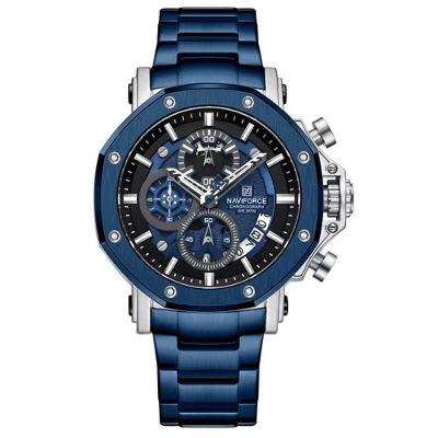 Relógio De Quartzo De Aço Inoxidável Masculino Impermeável Luminoso Esportivo Azul