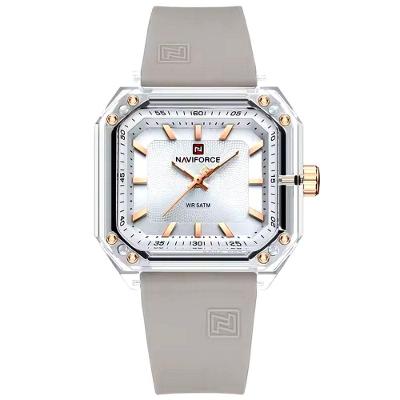 Relógio Feminino Pulseira De Silicone Classico Quadrado Elegante Impermeável 50m Cinza