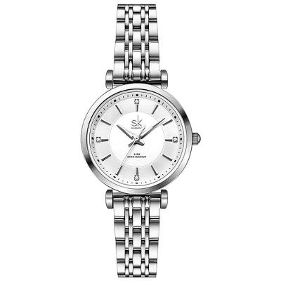 Relógio De Pulso Feminino Casual Ultra Fino Em Aço Inoxidavel Impermeavel 3atm Prata