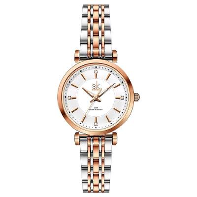 Relógio De Pulso Feminino Casual Ultra Fino Em Aço Inoxidavel Impermeavel 3atm Rose Gold