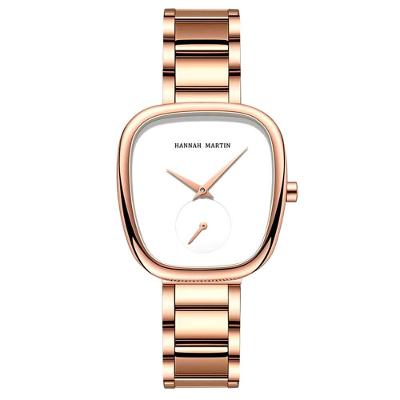 Relógio De Pulso De Quartzo Oval Estilo Minimalista Feminino Em Aço Inoxidavel Branco