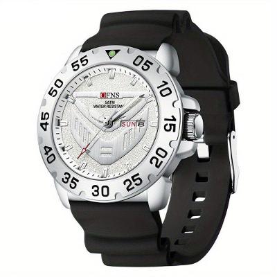 Relógio à Prova D\'água Clássico E Elegante Com Calendário Duplo E Luz Noturna Preto Prateado
