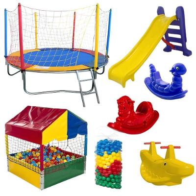 Kit Pula Pula 2,30m + Piscina De Bolinhas 1m + 500 Bolinhas + Escorrega Médio + 2 Gangorra 1l + 1 G2