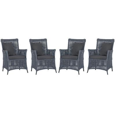 4 Poltronas Igapó Alumínio Pintura Preta Corda Náutica E11 Prata