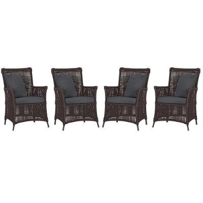 4 Poltronas Igapó Alumínio Pintura Preta Corda Náutica E11 Marrom