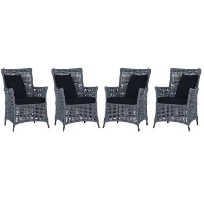 4 Poltronas Igapó Alumínio Pintura Preta Corda Náutica E12 Prata
