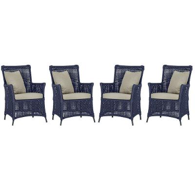 4 Poltronas Igapó Alumínio Pintura Preta Corda Náutica E7 Azul