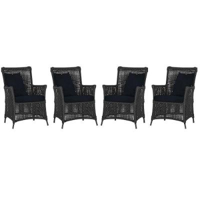 4 Poltronas Igapó Alumínio Pintura Preta Corda Náutica E12 Preto
