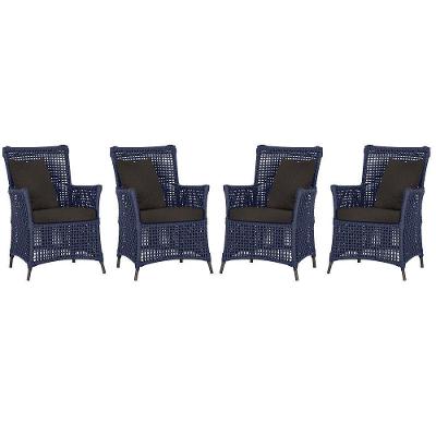 4 Poltronas Igapó Alumínio Pintura Marrom Corda Náutica E9 Azul