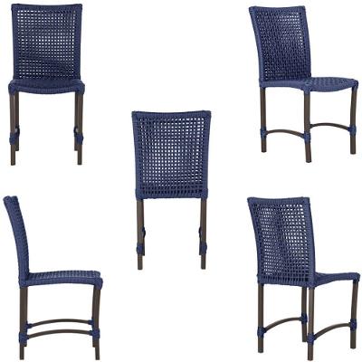 Mesa Ascoli 120 Cm Com 6 Cadeiras Cannes De Alumínio Trama Azul