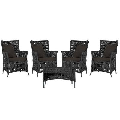 4 Poltronas E 1 Mesa Igapó Alumínio Preta Corda Náutica E9 Preto