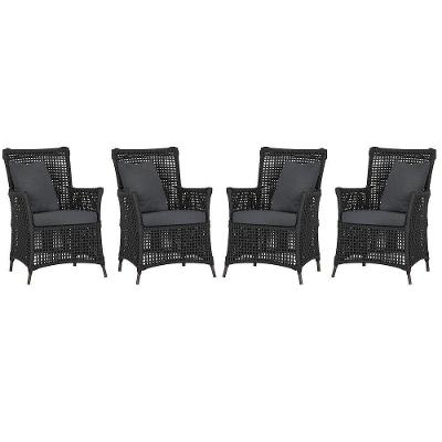 4 Poltronas Igapó Alumínio Pintura Marrom Corda Náutica E11 Preto