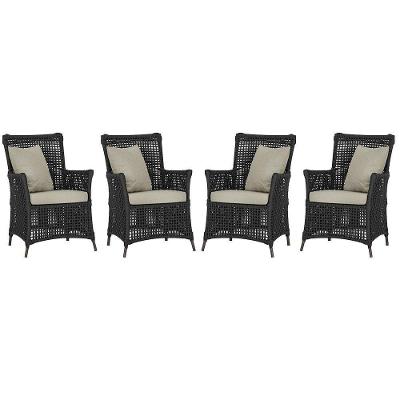 4 Poltronas Igapó Alumínio Pintura Marrom Corda Náutica E7 Preto