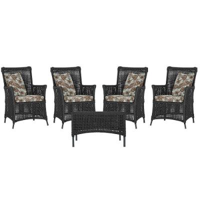 4 Poltronas E 1 Mesa Igapó Alumínio Preta Corda Náutica E6 Preto