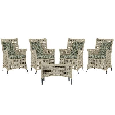 4 Poltronas E 1 Mesa Igapó Alumínio Preta Corda Náutica E5 Rami