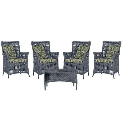 4 Poltronas E 1 Mesa Igapó Alumínio Preta Corda Náutica E5 Prata